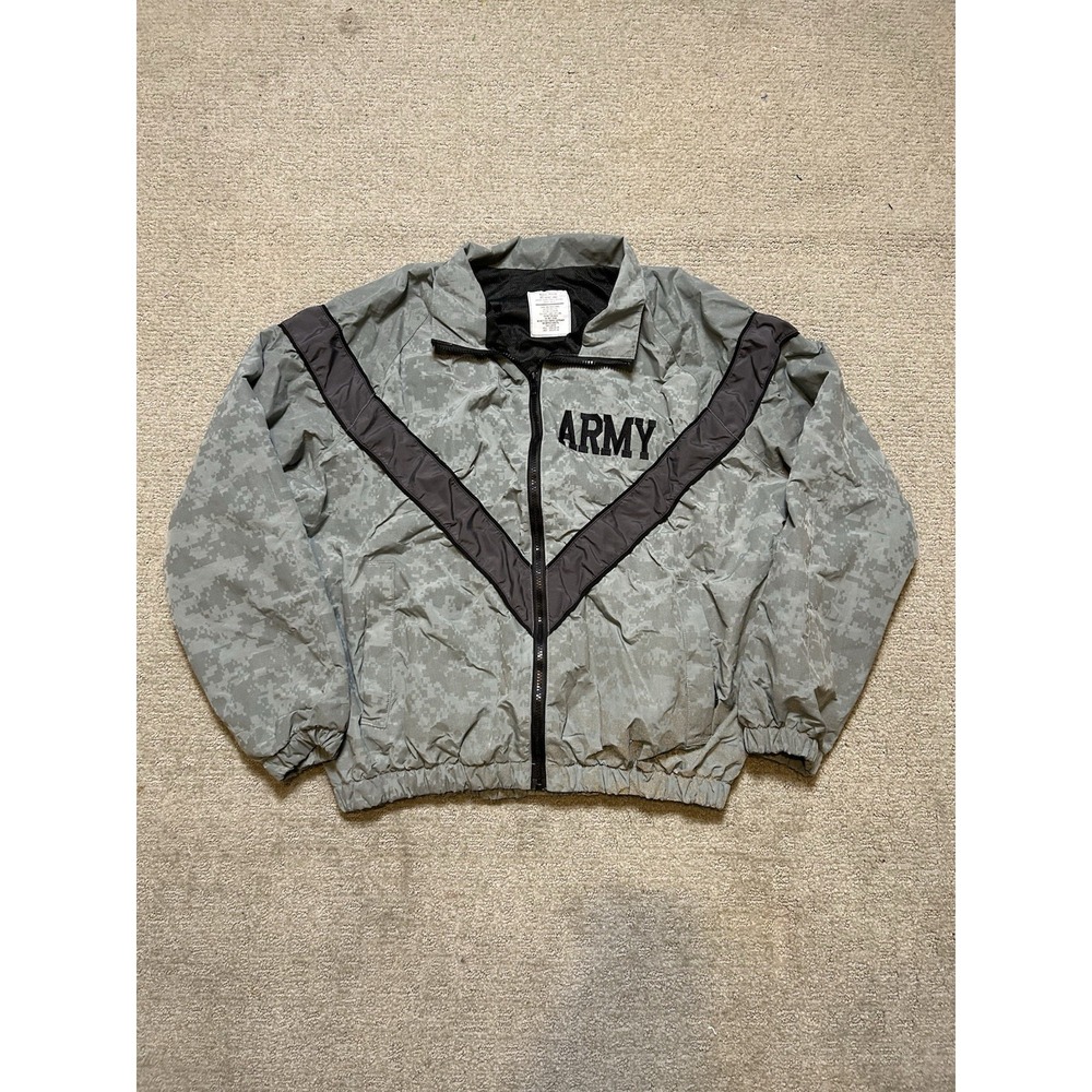 Vintage US Army IPFU PT Jacket Grey Digital Camo Track Windbreaker NWOT Medium R